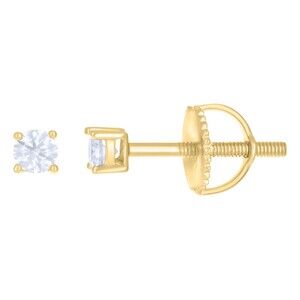 925 Sterling Silver Yellow-tone 0.2ct Moissanite 3mm Stud Earrings Screw Back
